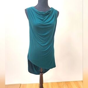 RED Valentino/SAKS 5TH AVENUE Asymmetrical Teal Cowl Neck Tunic with Cutout Back